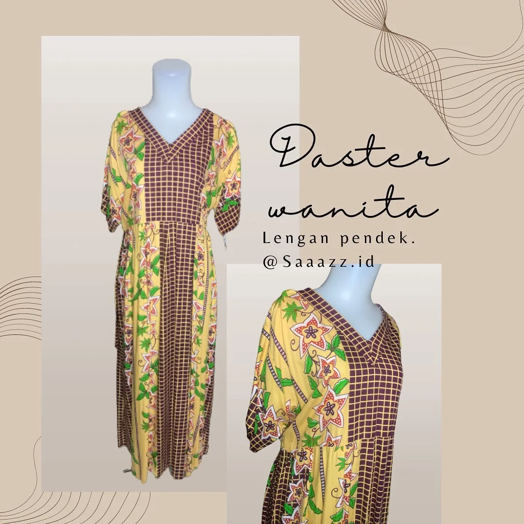 Daster royal kotak kotak motif bunga lengan siku